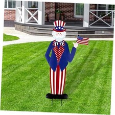 Metal Uncle Sam Yard Signs Classic 4th of July Outdoor Decoration Patriotic