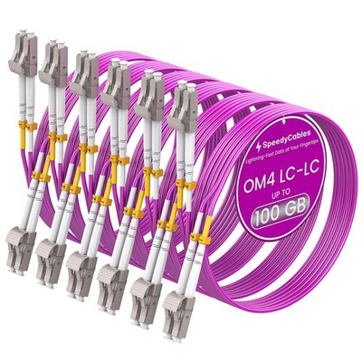 SpeedyCables- OM4 LC to LC Fiber Patch Cable 3Meter 6-Pack, 40G/100Gb 50/125um