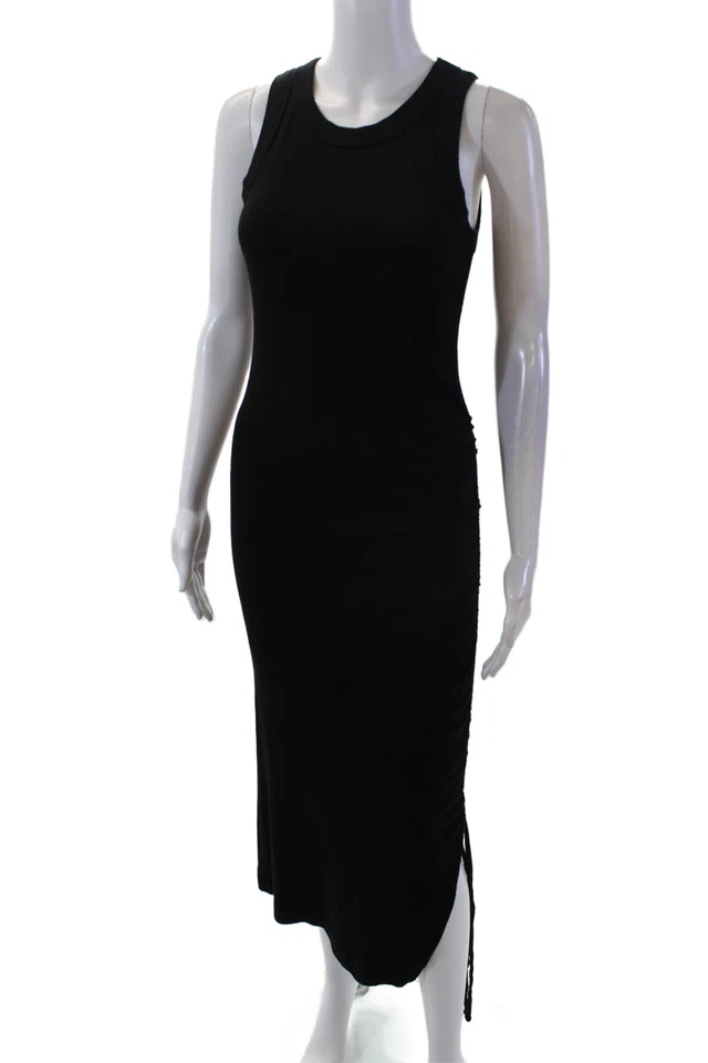 Maxi Vestido Michael Stars Para Mujer Algodón Sin Mangas Abertura Lateral Abertura Negro Talla S Foto 2 de 4