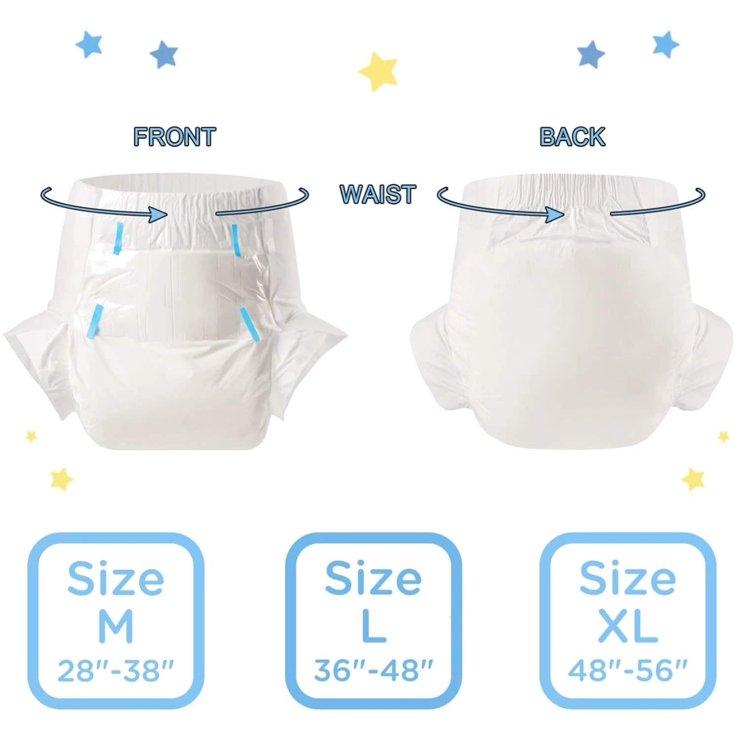 X-Large Plastic Backed Adult Diapers 10-Pack=