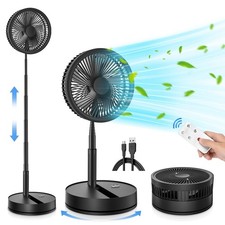 LIPETY Portable Foldable Rechargeable Oscillating Fan - 9" 7200mah Battery Op...