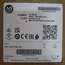 Allen-Bradley 22A-B4P5N104 Sealed PowerFlex 4 240V 3P 1HP AC Drive US Free Tax