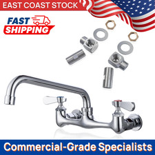 Long Reach 8" Swivel Spout Wall Mount Faucet 8" Center Commercial Grade Brass
