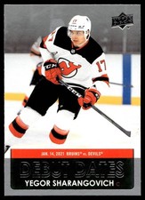 2021 Upper Deck Debut Dates Hockey Yegor Sharangovich DD-21 New Jersey Devils