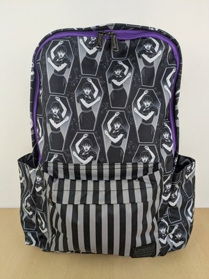 Loungefly Wednesday großer Rucksack selten Sarg Print Nadelstreifen ''Haunting All Ov