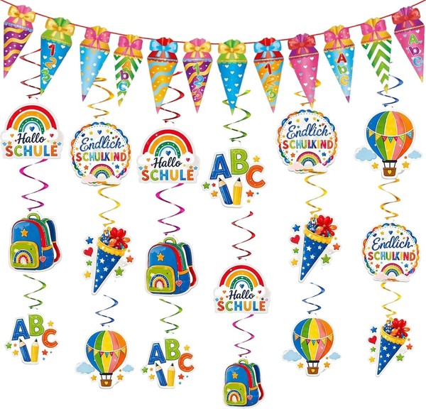 Deko Girlande Einschulung Schulkind 7-Teiliges Set Zuckerfest FüR Schulanfang-image