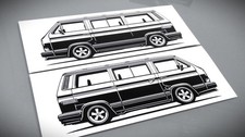 Porsche B32 Aufkleber Silhouette Bulli T3 tuning Sticker Schwarz Glänzend neu