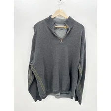 Tommy Bahama Gray Pullover Quarter Zip Sweater Men Size XL Collar Cotton 