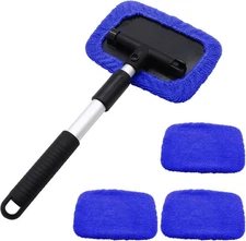 Windshield Cleaning Tool, Car Window Cleaner with Extendable Handle Blue