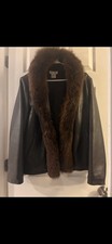 Max And Lily Genuine Leather And Fox Fur Coat Size Large Black Beautiful Coat