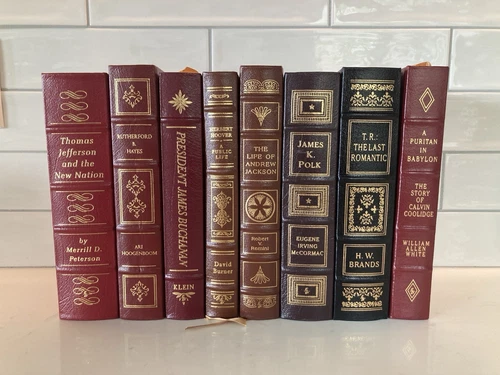 Lot of 8 Easton Press Library of Presidents Hoover Hayes Polk Coolidge Jackson