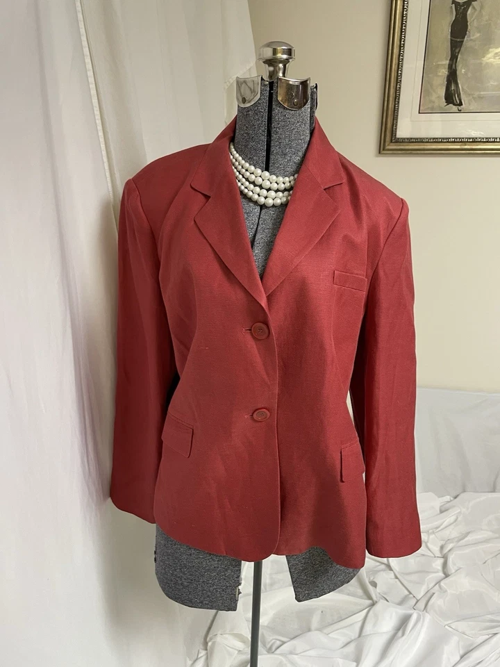 NUEVO Blazer Talbots Talla 18WP Pequeño Salmón Seda Lino Chaqueta Botones Bolsillos Foto 3 de 4