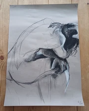 Charcoal and pastel life drawing by Karen Pearson 