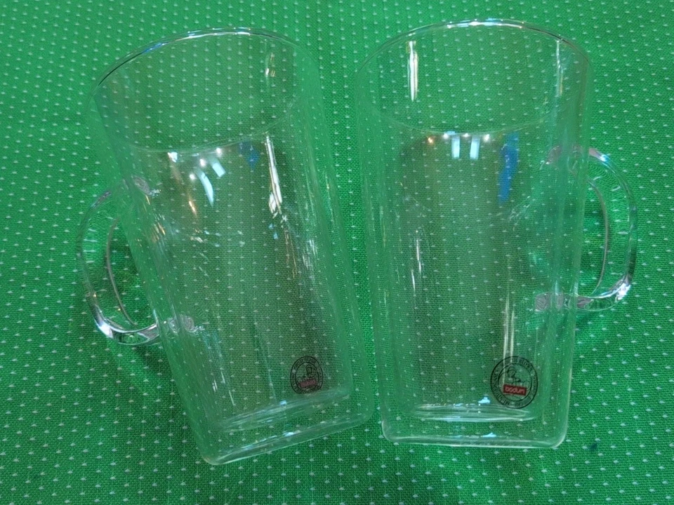  Taza de té café vidrio transparente doble pared cantimplora Bodum 5,5" 13,5 pisos (X2) Foto 2 de 4