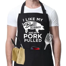 Funny Black Chef Aprons for Men Adjustable BBQ Kitchen Cooking Aprons