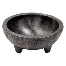 5 In. Black Polypropylene Molcajete Chip and Dip Server 4-Pack