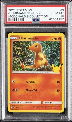 2021 POKEMON MCDONALD'S COLL #9 CHARMANDER-HOLO PSA 10