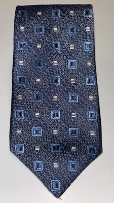 BRUNO PIATTELLI Extra Long Handmade 100% Silk Tie Men s Blue Geometric