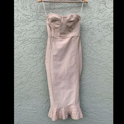 PrettyLittleThing Champagne Mermaid Bodycon Dress Size 2