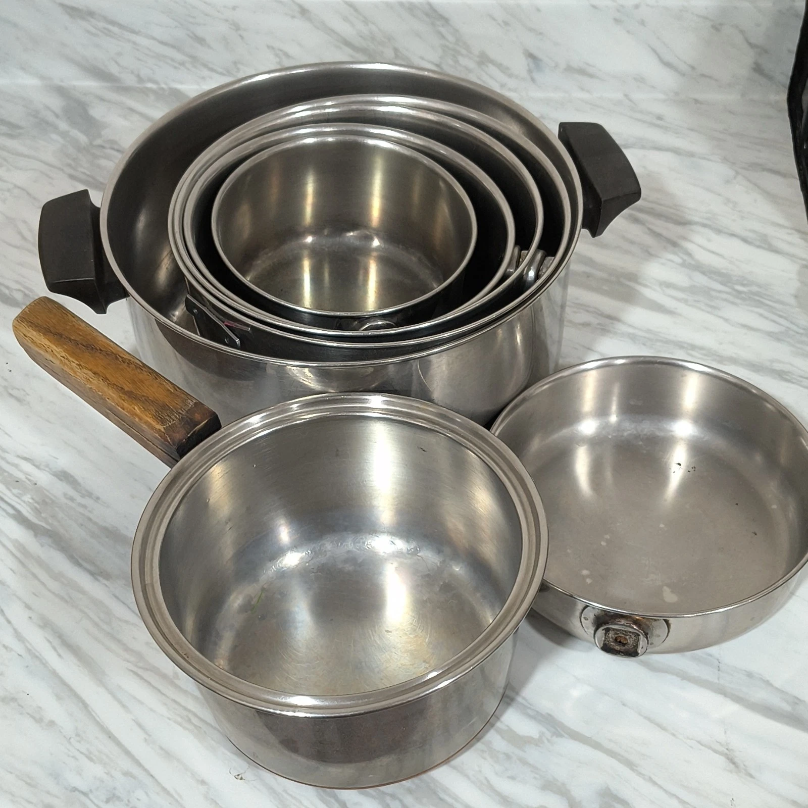Farberware Stainless Steel Aluminum-Clad 5-Piece Pan Set w/ Lid Detachable