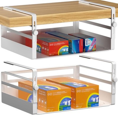 2 Pack Under Shelf Storage Basket Organizer,Adjustable Hanging Under Cabinet ...