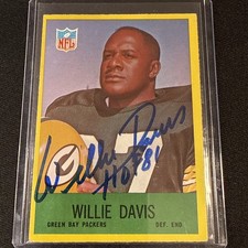 1967 Philadelphia Willie Davis Autographed GB Packers Super Bowl I Champ HOF In