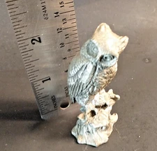 Hudson Pewter Owl Figurine G del mark 2.5" tall