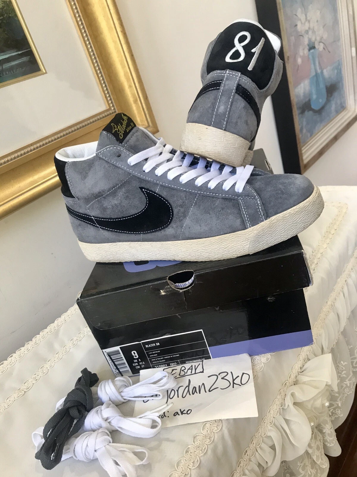 Blazer Nike SB fabriqué en daim gris 81   RARE Supreme 2006