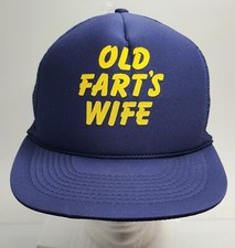 New Vintage Old Fart  s Wife Snapback Hat Mesh Trucker Cap Blue