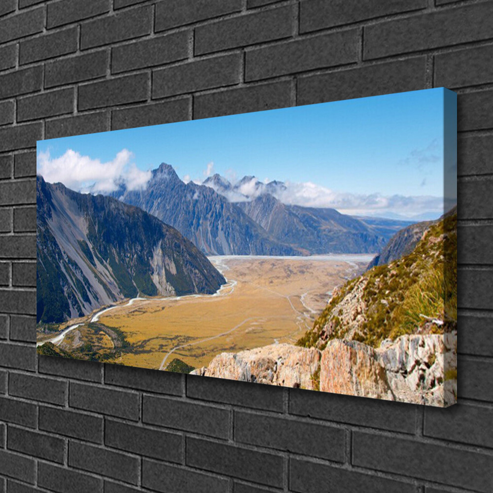 Tableau sur toile 100x50 montagnes pour agrandir visuellement un salon