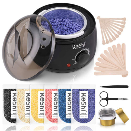 Brazilian Waxing Kit, Keshi Wax Warmer for Painless Hair Removal with 5 Bags