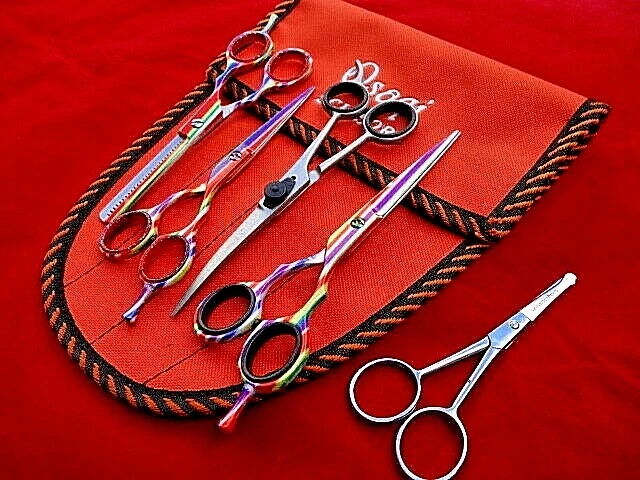 Assorted_5 x (5.5",6") PET Grooming SCISSORS,DOWNWARD CURVED & Thinning _dog/cat