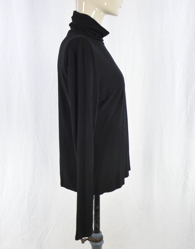 HM Polo Roll Neck Top Blouse Black Long Sleeve Casual Essential Minimalist L - Picture 4 of 8