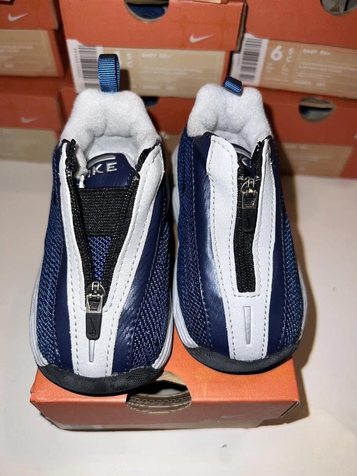 Nuevo en caja OG Nike Baby R4+ Azul Medio Azul Marino Gris Talla 3.5c-6.5c Desde 2001 850405-441 Shox Foto 2 de 4