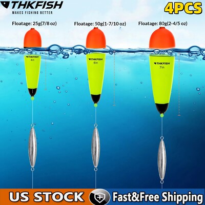 4PCS 4in 6in 7in Fishing Slip Bobbers, EVA Foam Bobbers for Fish Catfish Bobbers