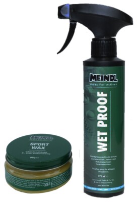 Meindl Sport Wax und  Wet Proof - Schuhpflegemittel und Schuhimprägnierung