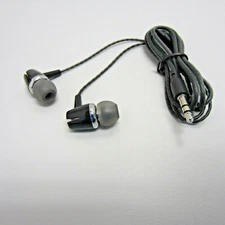 Black Earbuds with Rubber/Silicone Tips | Straight Connector (wired) 4 Feet Long