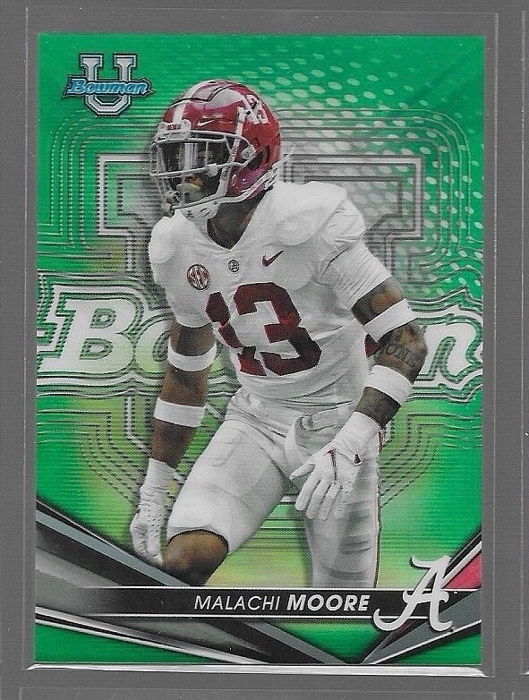 2022-23 Bowman's Best University - Malachi Moore #28 Green Refractor /99 (RC)
