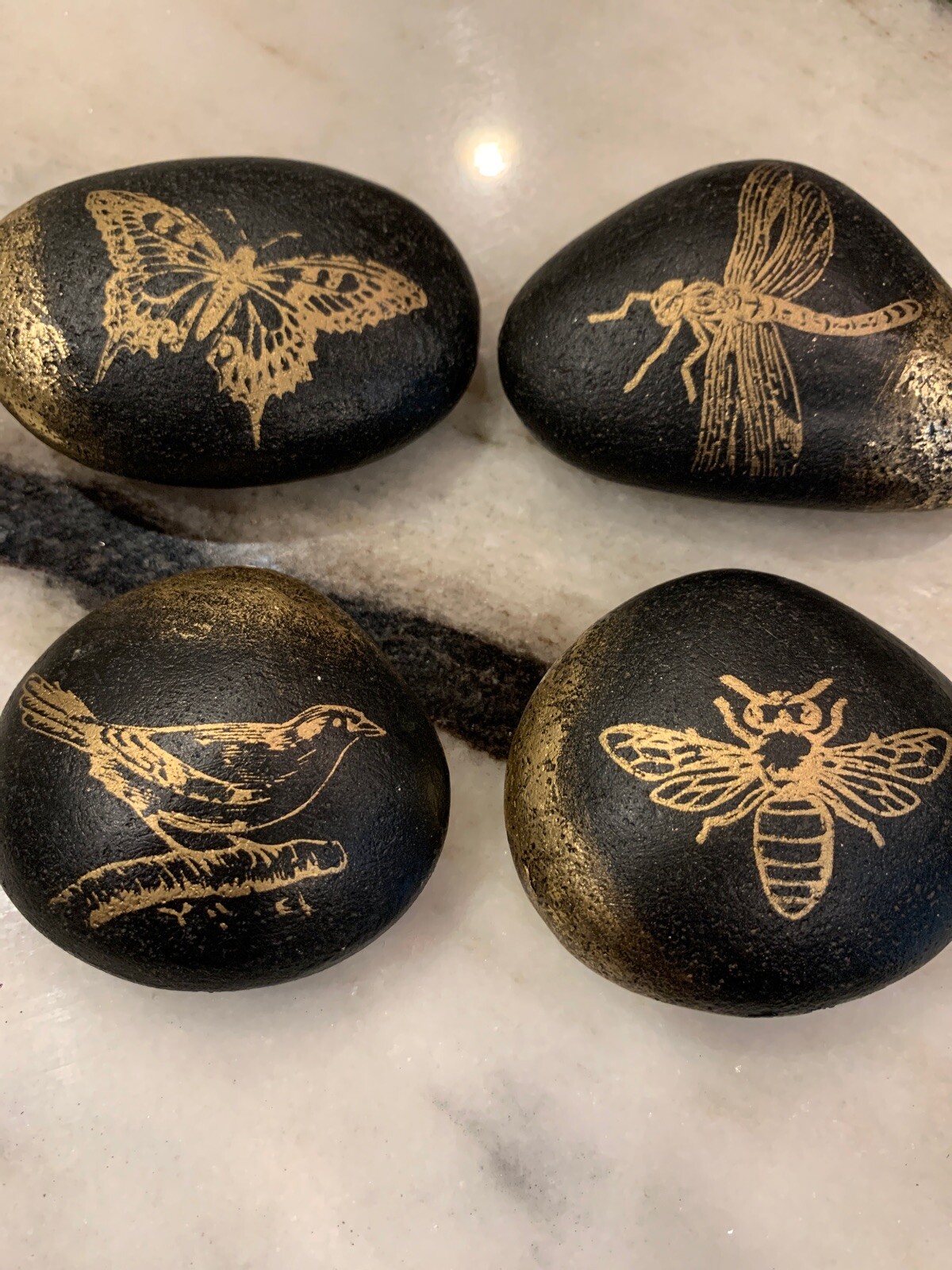Paperweight Rustic Rock paperweight Decorative Art Table Setting Gift! Set of 4 Shabby ...