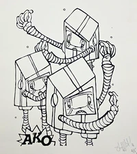 AKO 2006 Limited Edition 2/5 Signed Robots Print Graffiti Shawn Whisenant AKAYO