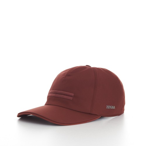 ZEGNA 490$ Baseball Cap - Burgundy Red Technical Fabric, Soft Cotton Lining