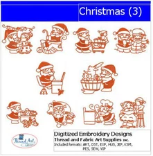 Embroidery Design Set - Christmas(3) - 10 Designs - 9 Formats - USB Stick