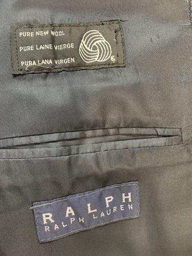 Ralph Lauren Men's Sz 42R Wool Blazer Sport Coat 2 button checked Gray Blue - Picture 9 of 12