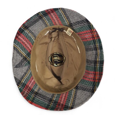 Harvard Vintage 70s Plaid Wool Fedora Made in USA Unisex 