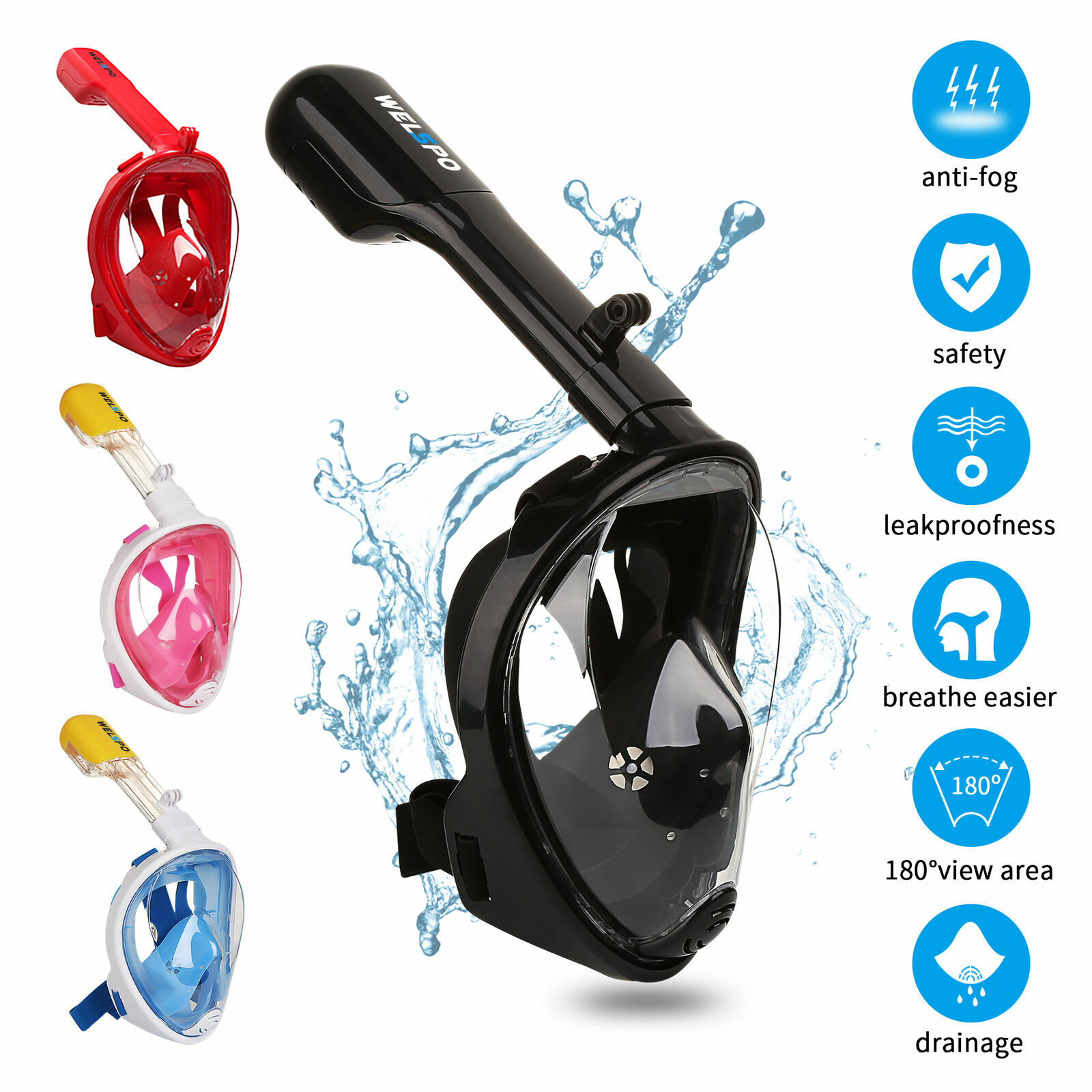 Full Face Mask Swimming Underwater Diving Snorkel Scuba For GoPro Glass