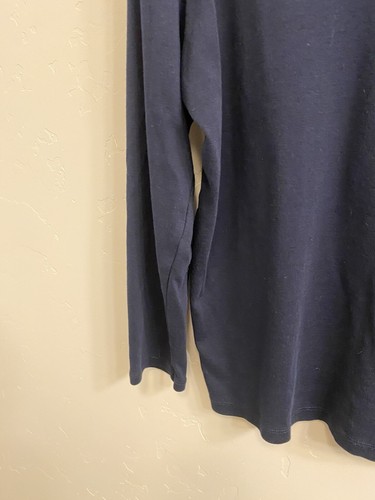 Lauren Ralph Lauren Women’s Navy Long Sleeve V-Neck Cotton Tee Shirt - Picture 7 of 14