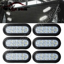 6pcs 6 Oval Clearwhite 10 Led Reverse Back Up Light Flush Mount Trailer Truck