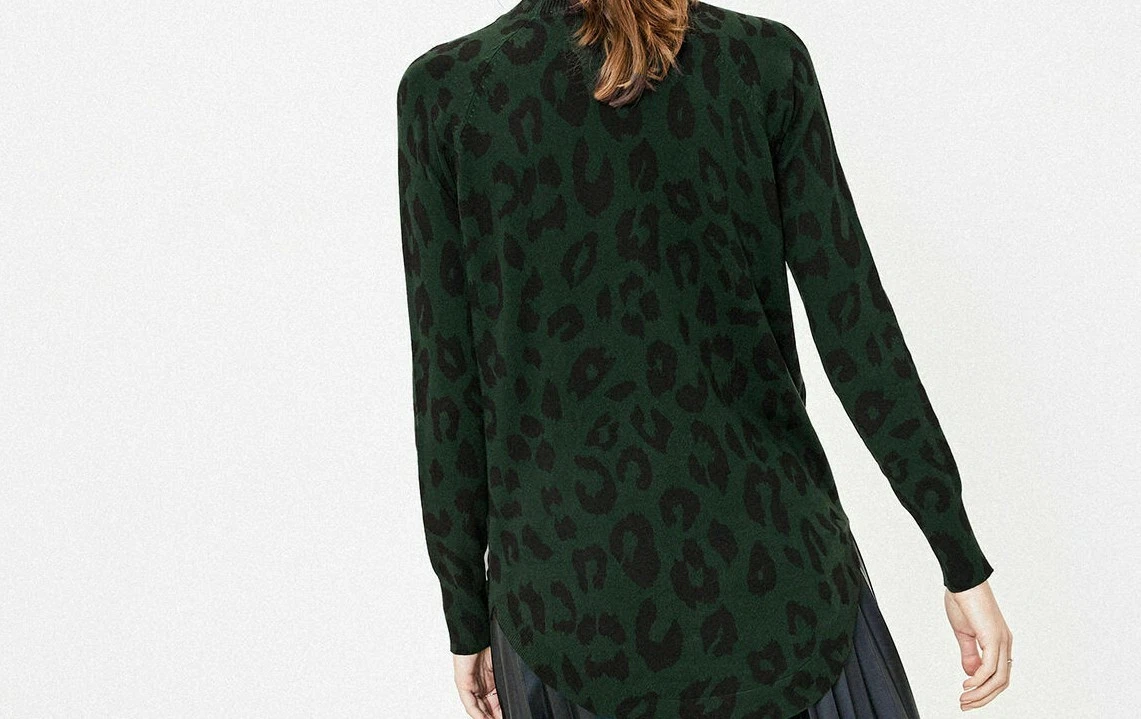 Leopard print high neck cheap jumper