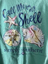 Simply Southern Graphic Tee T-Shirt Call Me On My Shell Womens Small S