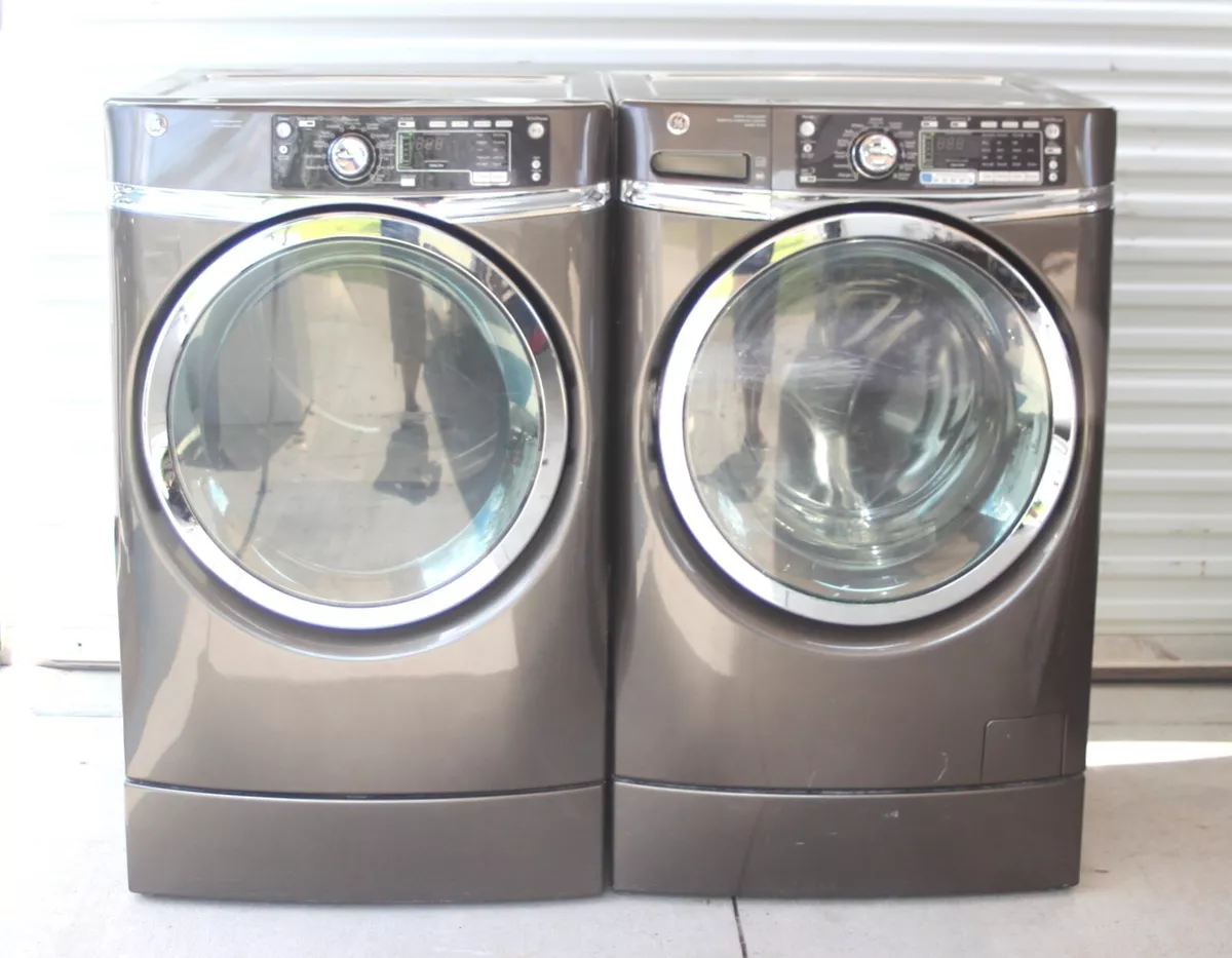 GE Grey Front Load Washer Dryer Set LP Nat Gas